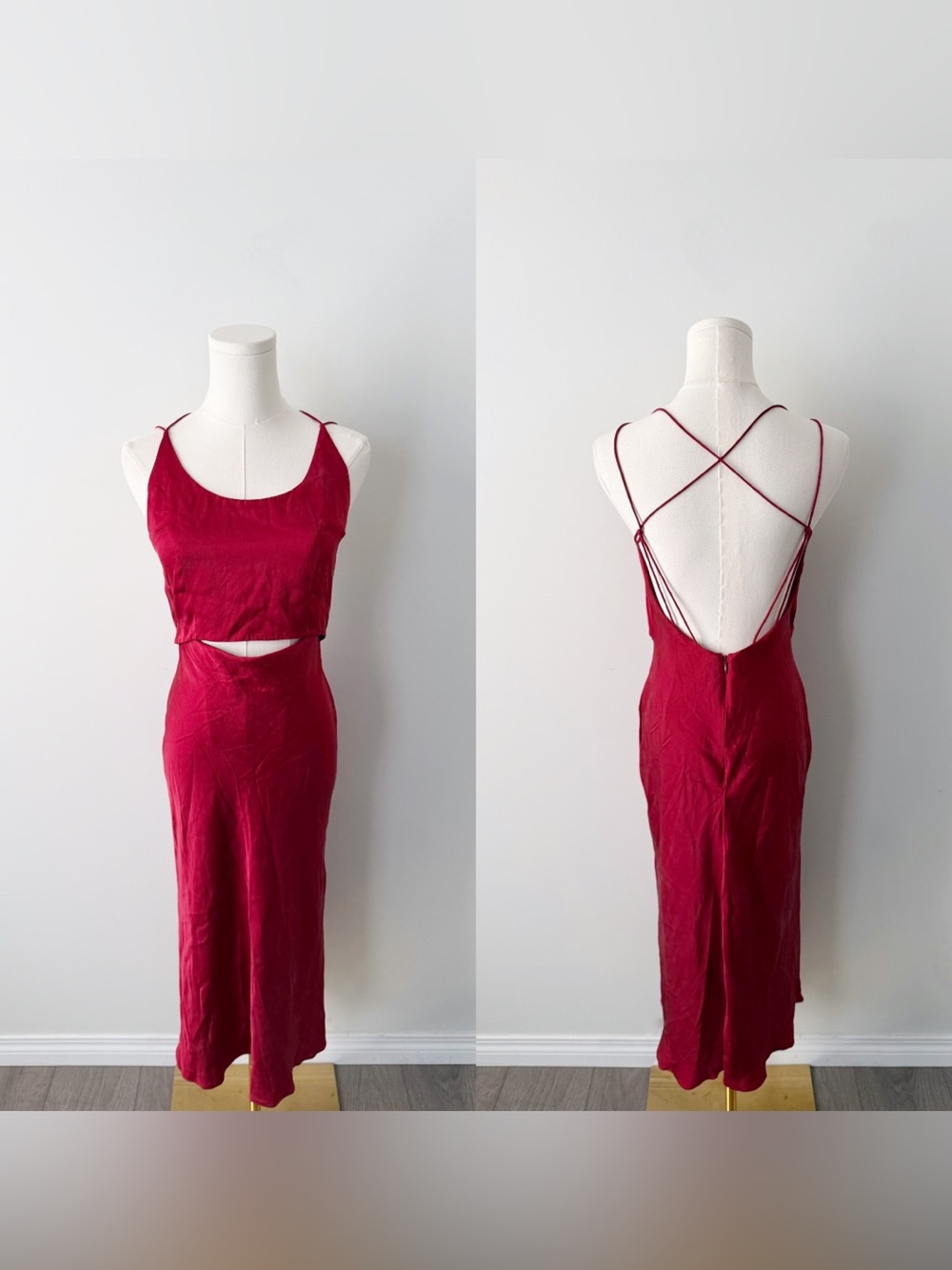 Wine red Lilysilk 90% mulberry silk low back slip dress